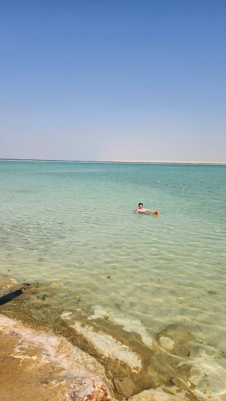 Me floating in the Dead Sea in Israel 