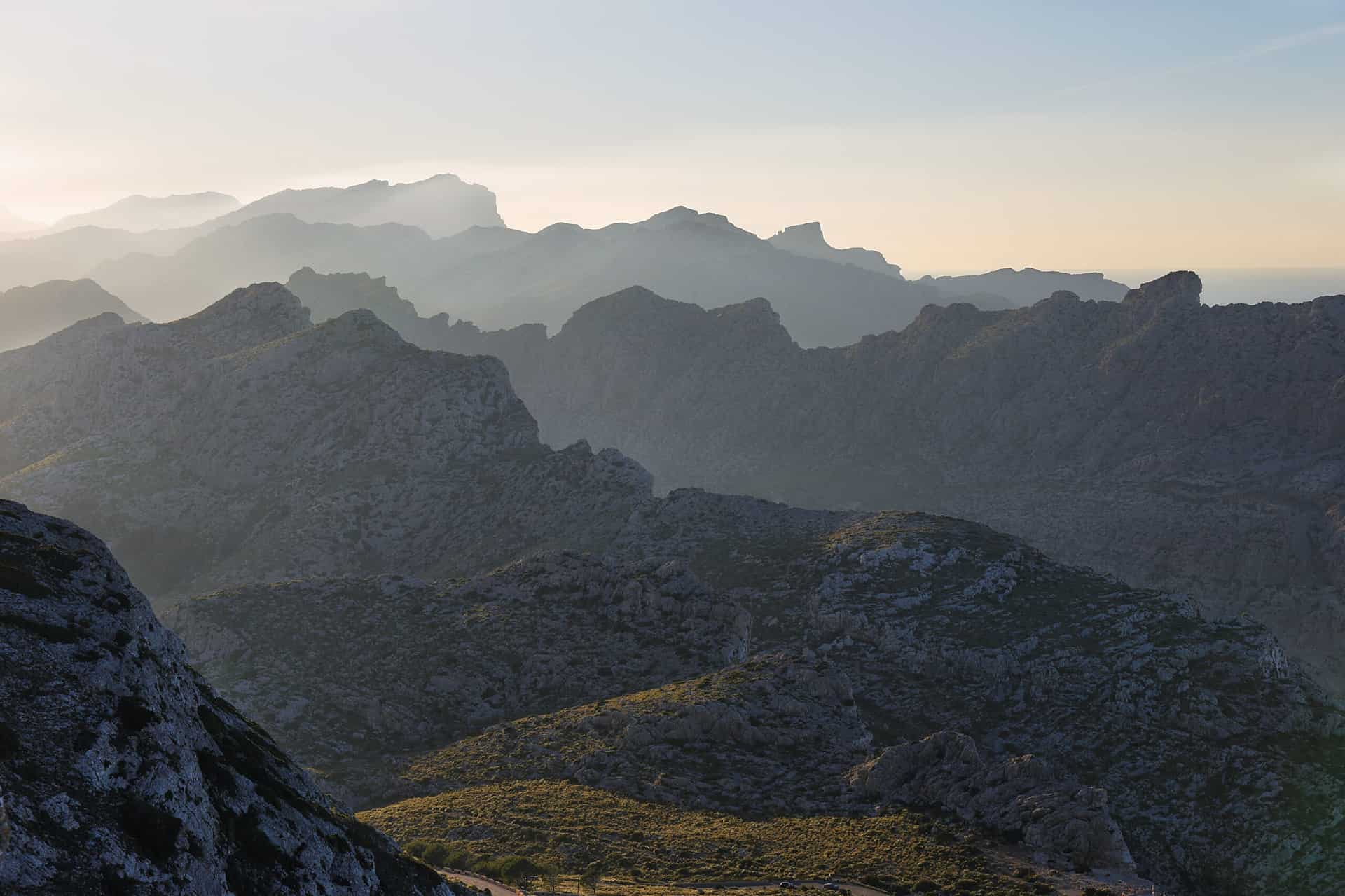 Mountains of Serra Tramuntana from Cape Formentor in Majorca, Spain