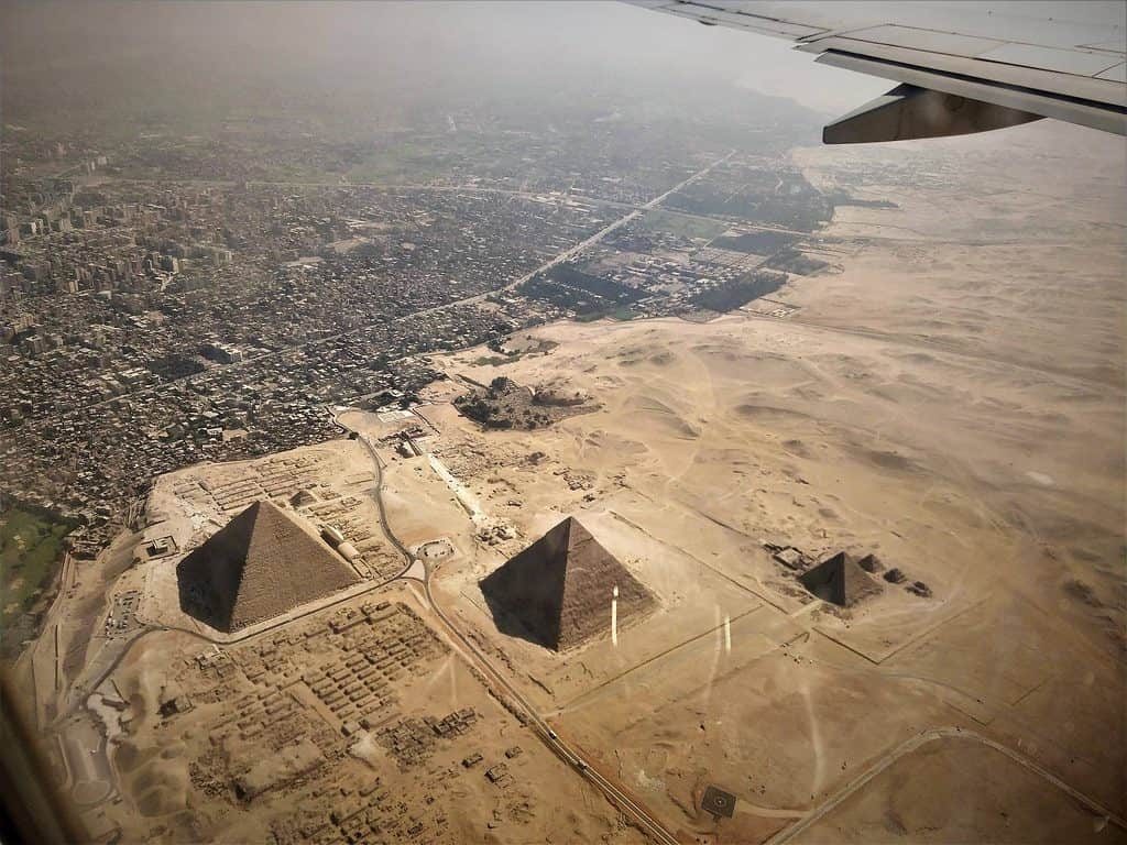 View of the Pyramids of Giza from the top