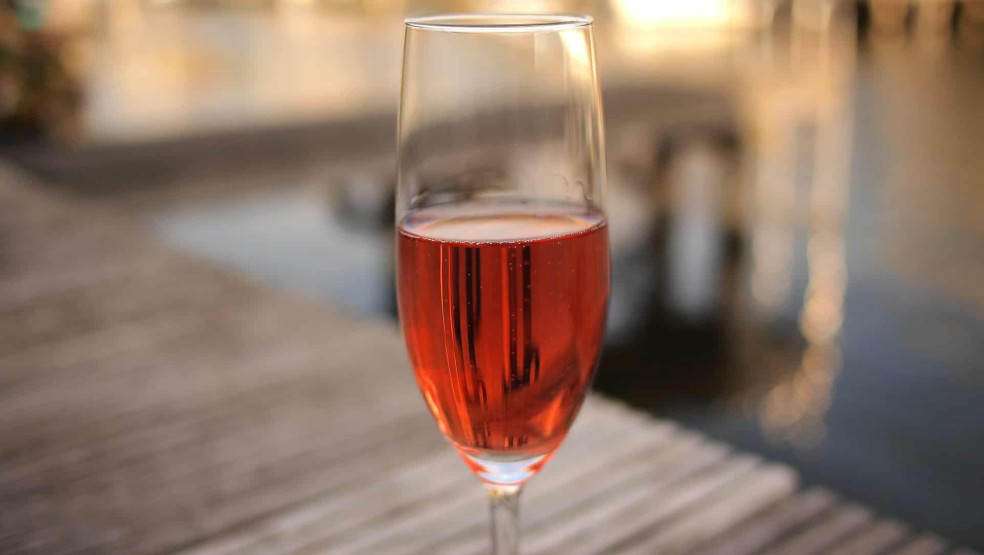 Glass with rose wine