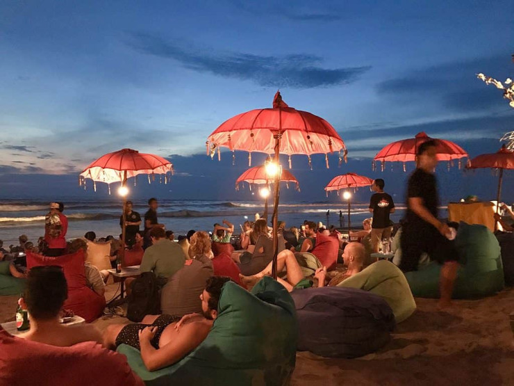 Sunset at the beach in Seminyak, Bali, Indonesia