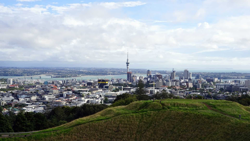 View from a volcano in Auckland, New Zealand.