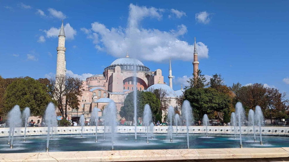 Water fountain in front of the Hagia Sophia in Istanbul, Turkey.