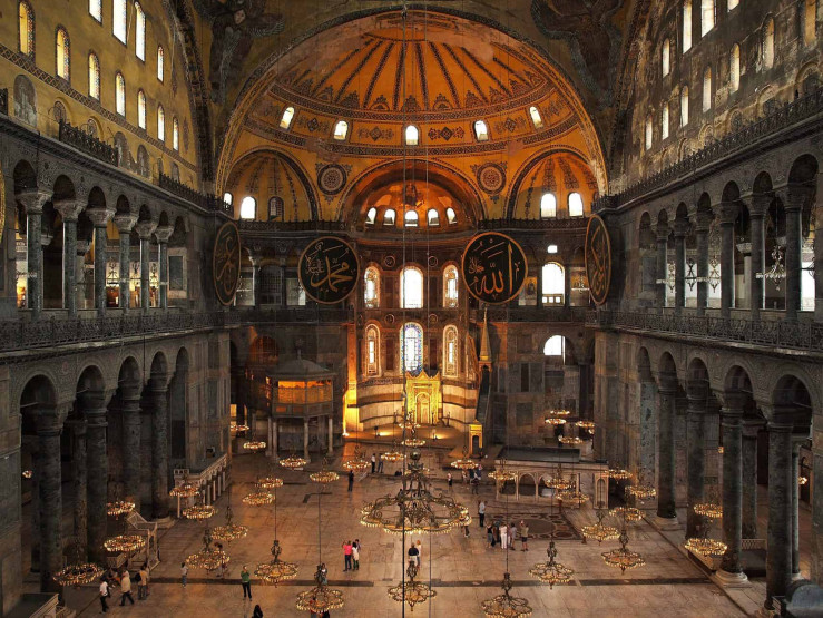Inside the Hagia Sophia, Istanbul, Turkey.