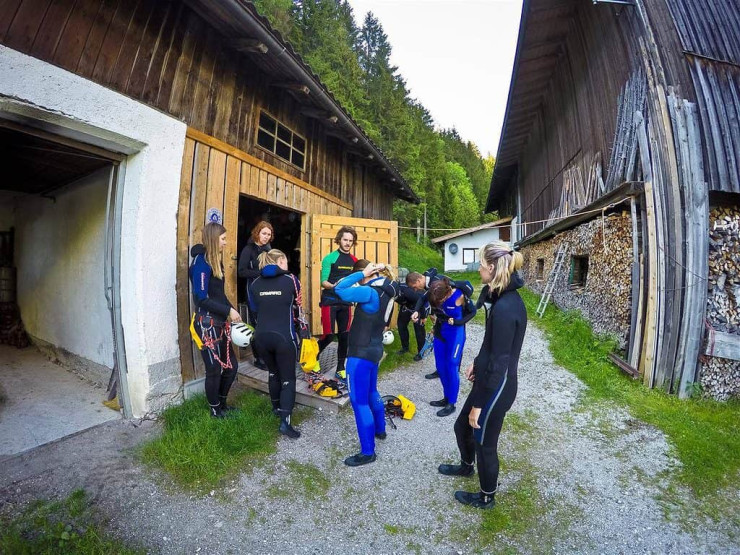 Getting ready for the canyoning tour in Tirol, Austria. 
