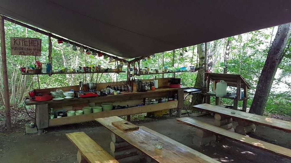 Kitchen at NaturAvantura campground, Slovenia