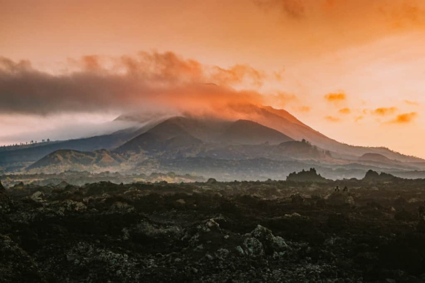 Mount Batur, one of the easier, more popular Bali volcano hikes.