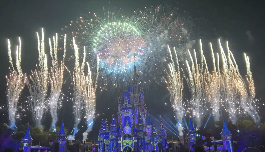 Magic fireworks at Disney`s Magic Kingdom in Florida. USA.